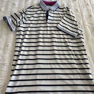 Greyson Navy and White Striped Polo Shirt